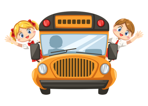 Student sitting on the school bus  Illustration