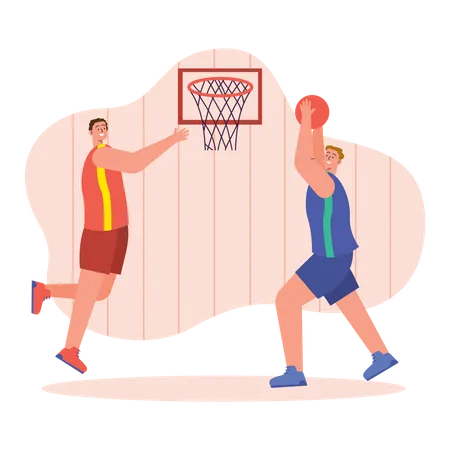 Schüler spielen Basketball  Illustration