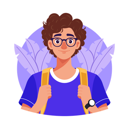 Student standing with backpack  Illustration