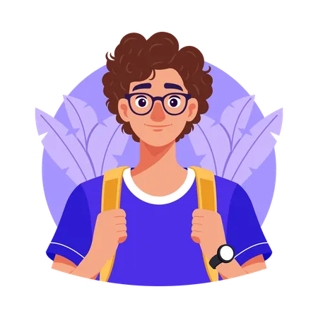 Student standing with backpack  Illustration