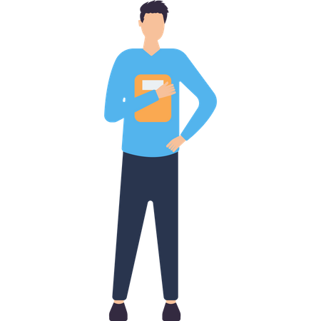Student standing with books  Illustration