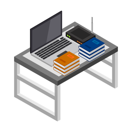 Student study table  Illustration