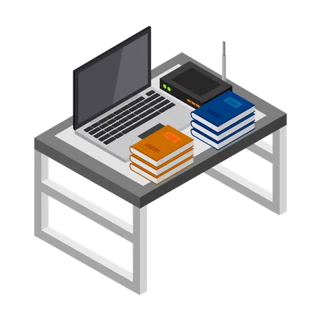 Student study table  Illustration