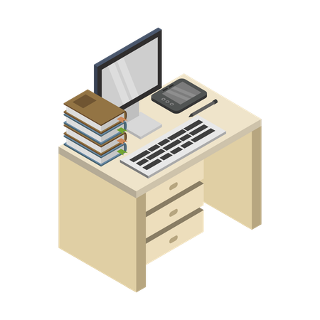 Student study table  Illustration