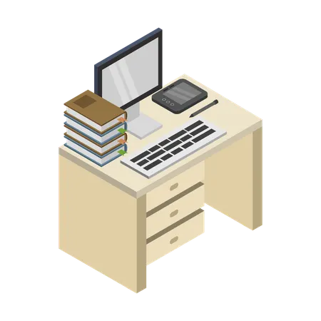 Student study table  Illustration