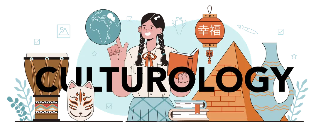 Culturology Typographic Header Student Studying Art History And Culture Teacher Tell Students About History Of Painting Or Sculpting Flat Vector Illustration Illustration
