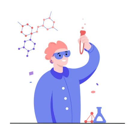 Student studying chemistry  Illustration