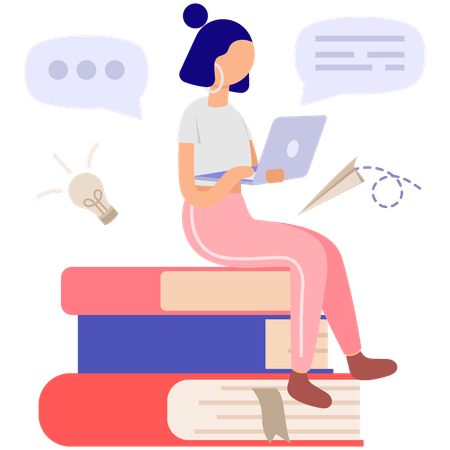 Student Studying Online  Illustration