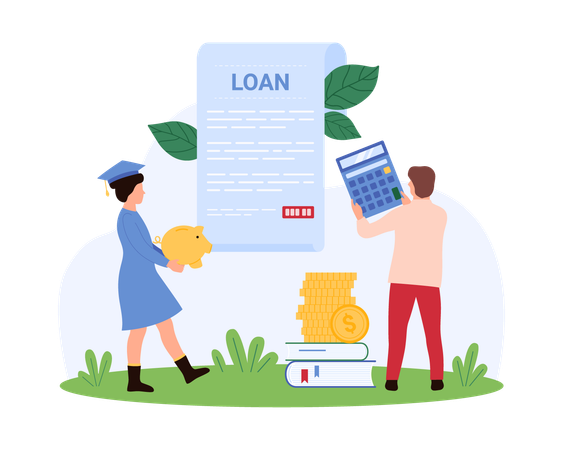 Student taking education loan  Illustration