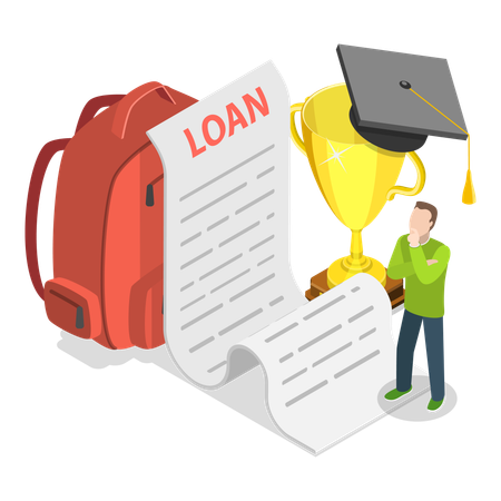 Student taking education loan  Illustration