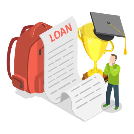 Student taking education loan  Illustration