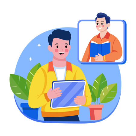 Student taking online class  Illustration