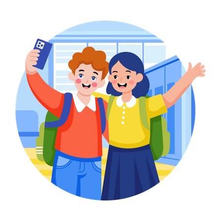 Student taking selfie  Illustration