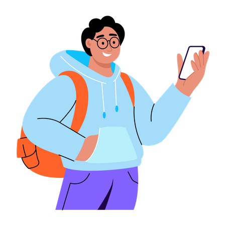 Student using mobile app  Illustration