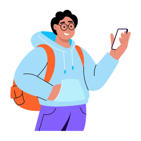 Student using mobile app  Illustration