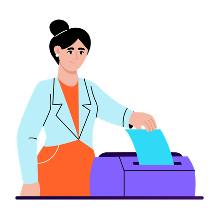 Student using photo printer  Illustration