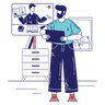 illustrations for boy attending lecture