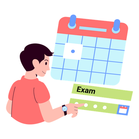 Student watching exam time-table Illustration