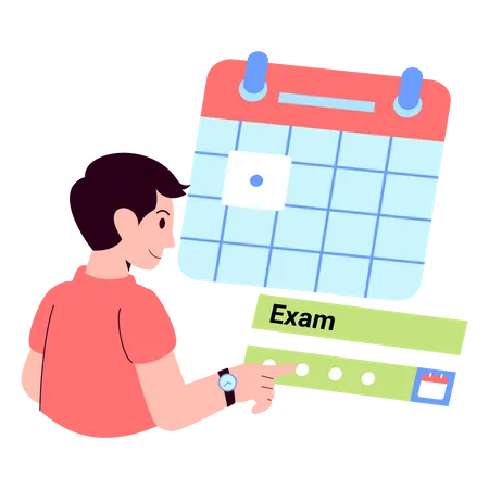 Student watching exam time-table  イラスト
