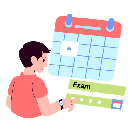 Student watching exam time-table  Illustration