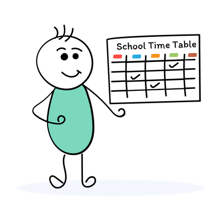 Student watching School Time Table Illustration