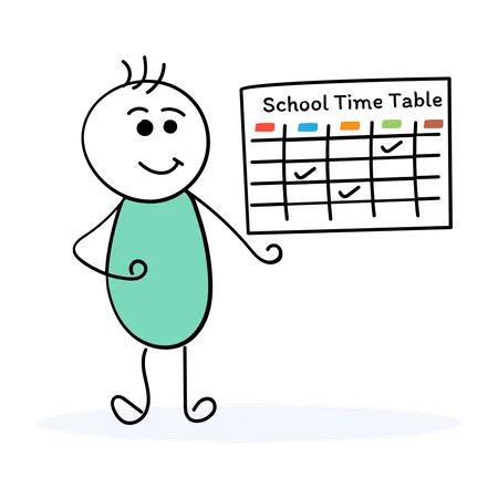 Student watching School Time Table  イラスト
