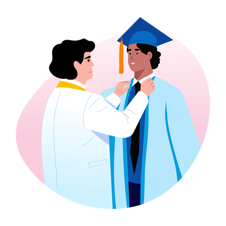 Student wearing graduation gown  Illustration