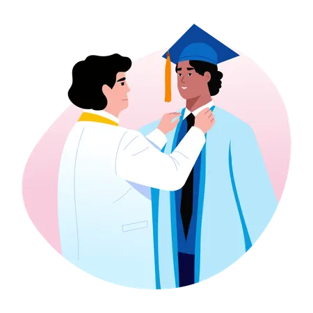 Student wearing graduation gown  Illustration