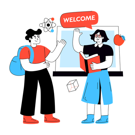 Student welcomes other Student  Illustration