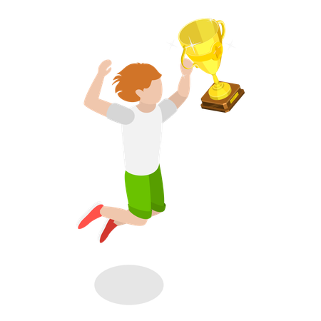 Student winning student trophy  Illustration