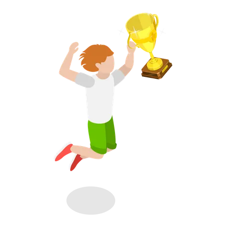 Student winning student trophy  Illustration