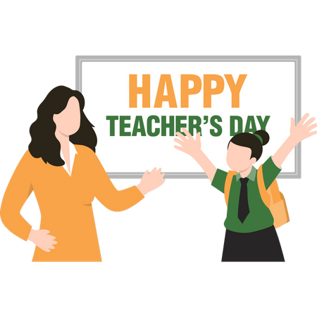 Student wishing her teacher happy teachers day  Illustration