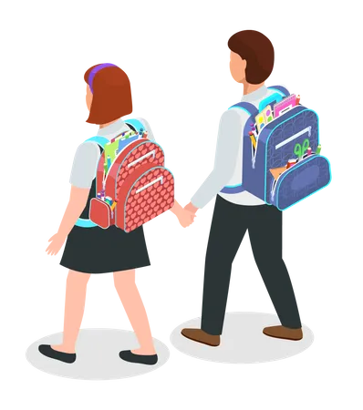 Student with bag Illustration