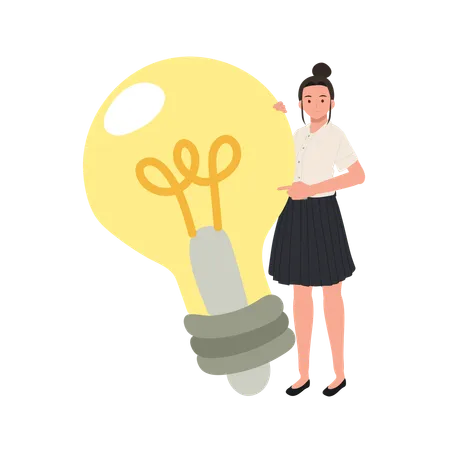 Student with big Light Bulb Idea  Illustration