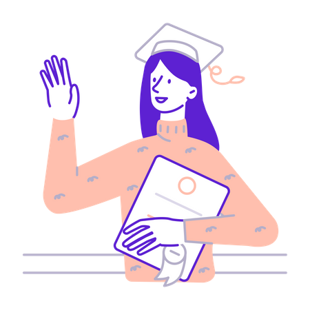 Student with diploma in hand Illustration