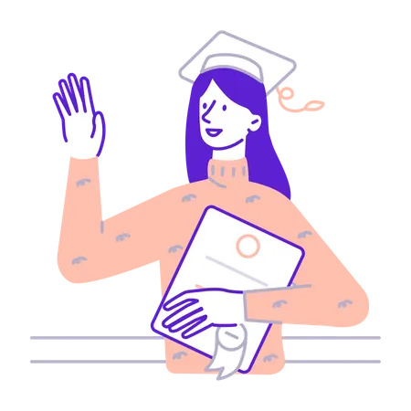 Student with diploma in hand  Illustration