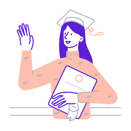 Student with diploma in hand  Illustration