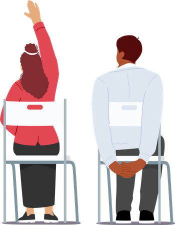 Student with doubt raising hand in the classroom Illustration