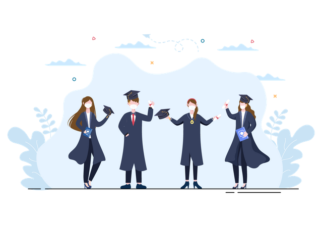 Student with graduation uniform  Illustration