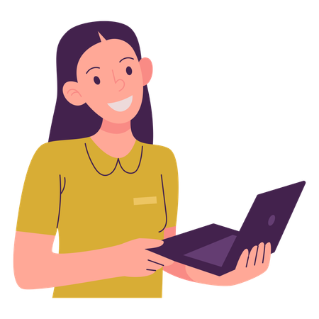 Student With Laptop  Illustration