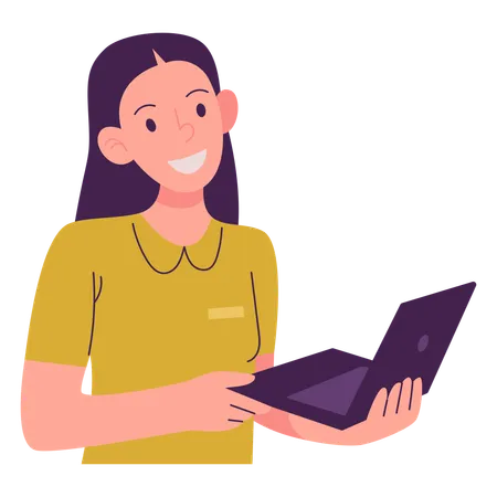 Student With Laptop  Illustration