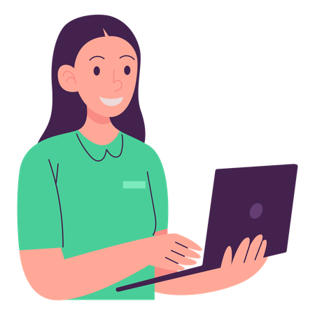 Student With Laptop  Illustration