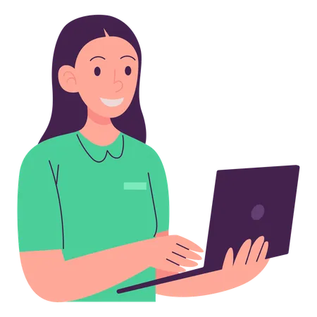 Student With Laptop  Illustration