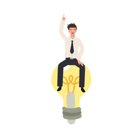 Student with Light Bulb Idea  Illustration