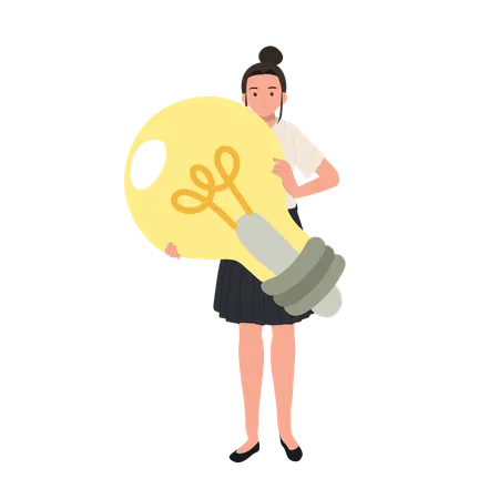 Education And Creativity Concept Thai University Student With Light Bulb Idea Illustration