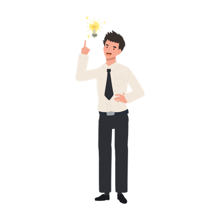 Student with Light Bulb Idea  Illustration