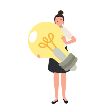 Student with Light Bulb Idea  Illustration