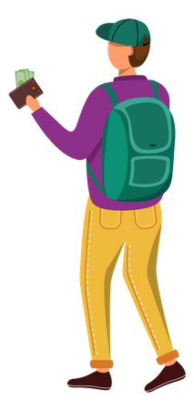 Student with money in wallet Illustration