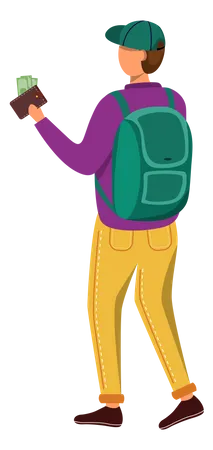 Student with money in wallet Illustration