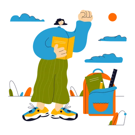 Student with school backpack Illustration